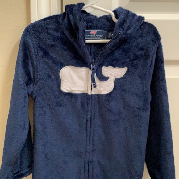 🟢 Vineyard Vines Fuzzy Union Suit PJ Navy one piece - Picture 2 of 7